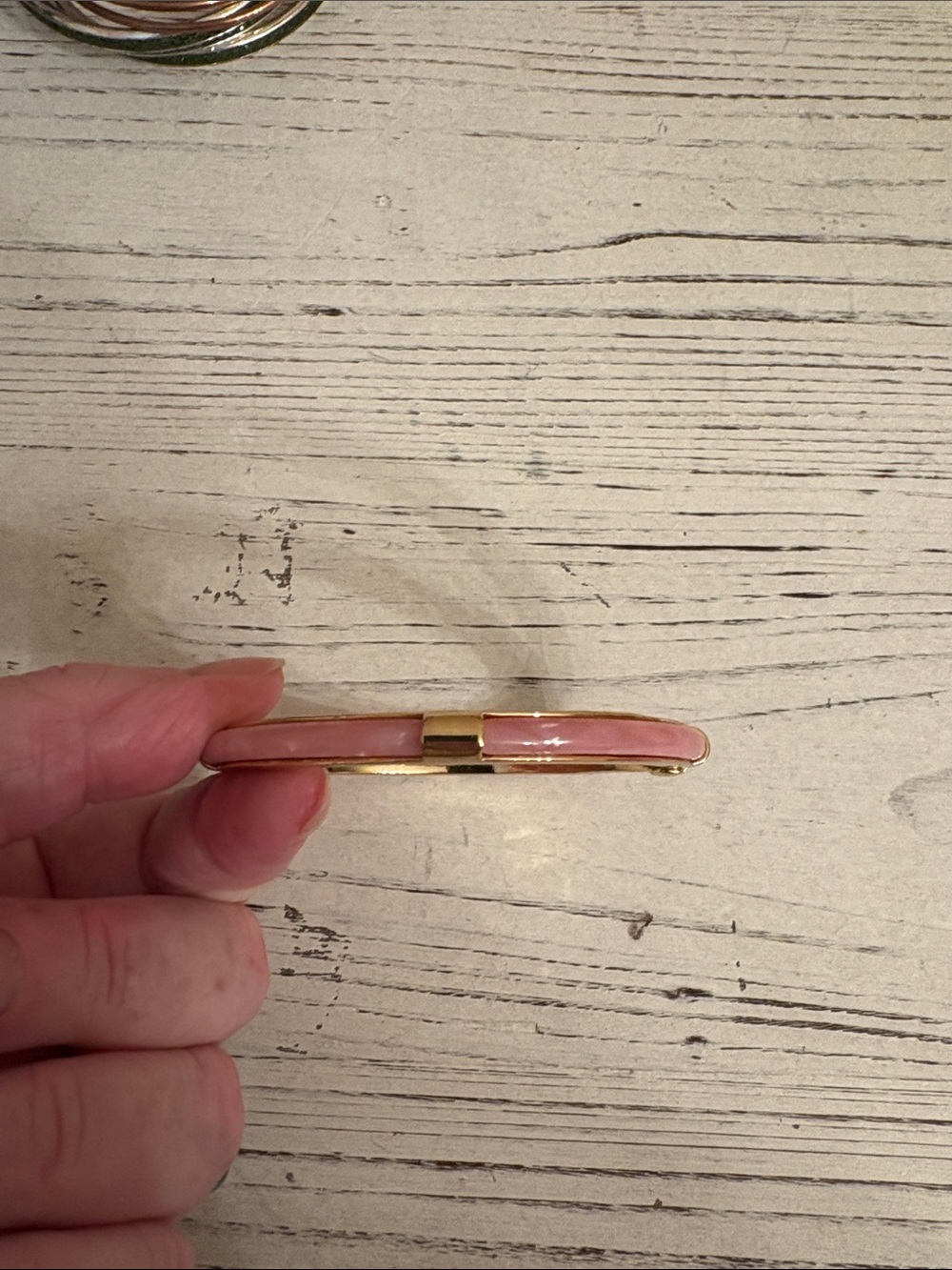 Talbots Pink  and Gold-Tone Hinged Bangle Bracelet - Picture 9 of 10